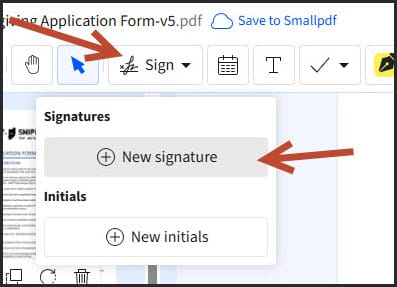 Example of new signature